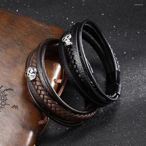 Charm-Armbänder Herren-Armband, originelle Alternative, Punk, Titan, Stahl, Leder, rostfrei, magnetische Schnalle, geflochtener Twist-Schmuck