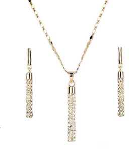 Crystal Clear 18K Real Gold Plated Austria Elements Drop örhängen och hänge halsband sets8270487