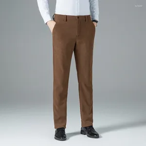 Abiti da uomo Pantaloni da uomo invernali in velluto a coste Nero Khaki Grigio Thic Fleece Pantaloni dritti Business Casual Comodi abiti maschili di base 2024