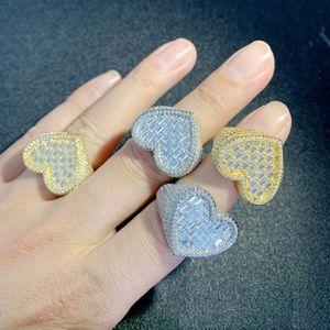 New Fashion Yellow White Gold Plated Bling CZ Heart Ring for Men Women for Wedding Party Nice Gift2684