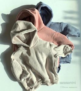 Fall children sweatshirt kids hooded long sleeve sports pullover fashion boys casual tops girls velvet warm jumper Q303264133178272303