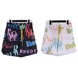 Luxury RHUDE Mens Shorts Breathable Beach Shorts High quality street Women Casual Mesh Track Oversize Shorts Waist Drawstring Rhude shorts US Size S-XL