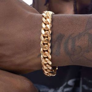 10.5mm Heavy Mens Gold Chain Bracelets Stainless Steel Thick Cuban Chain Jewelry 18k Gold Plated Cuban Link Chain Bracelet