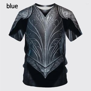 Męskie koszulki T-shirts Medieval Armour 3D Casual Funny okrągła szyja Krótkie rękawki T-shirt