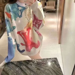 Women's Swes Wcolor Graffiti Swe Loose Long Thin Tie-dye Autumn Long-sleeved Pullover Knit Tops Female Drop Designer Cardigan Women Knitted Knit fashion 2024