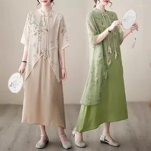 Festklänningar stor storlek design spänne korta ärmar kinesisk stil qipao klänning för kvinnor 2024 cheongsam sommar retro trend z4590