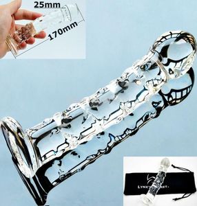 w1031 Dildo di cristallo trasparente punteggiato vetro pyrex pene cazzo cazzo butt plug anale Giocattolo del sesso per donne uomo gay femmina masturbazione maschile pro4791271