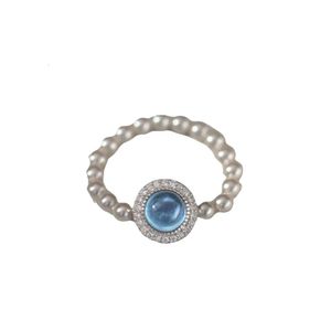 Swarovski-Ringe, Designer-Damen-Bandringe in Originalqualität, neuer meerblauer Perlenring für Frauen mit Elastizität, leichtes Luxus-Geschenk