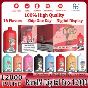 fumot originale randm scatola digitale 12000 batteria 0% 2% 3% 5% ejuice display dispositivo di svapo usa e getta all'ingrosso 12000 sbuffi Display digitale eu vape