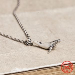 قلادة Mkendn Ocean Style 100 ٪ 925 Sterling Silver 52Hz حوت قلادة للرجال للنساء الحب هدية المجوهرات