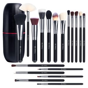 Make-up-Pinsel BS-MALL Premium synthetische Foundation Puder Concealer Lidschatten Make-up 18-teiliges Pinselset, schwarze Farbe mit Etui
