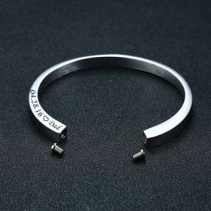 Armbänder Kostenlose personalisierte Gravur Urnen-Stulpe-Armreif für Asche, Vater, Mutter, Gedenkgeschenk, Schmuck, Durchmesser 2,36 Zoll