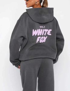 Designer Tracksuit White Fox Hoodie Set Two 2 -Piece Set Women Herrkläder sportig långärmad tröja med huva med huva Springsuits Vågsöppning 6v2s