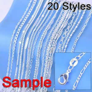 Necklaces Genuine 925 Sterling Silver Link Necklace Set Chains+Lobster Clasps Wholesale Price Sample Order 20Pcs Mix 20 Styles 18 Inches