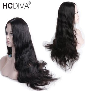 Malaysian Body Wave 360 Full Lace Frontal Wigs Pre Plucked With Baby Hair Remy Human Hair Wigs Natural Black For Woman HCDIVA Wigs3575573