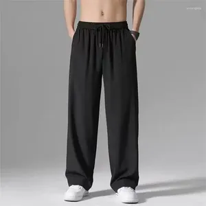 Pantaloni da uomo 2024 Pantaloni da uomo in seta di ghiaccio Pantaloni sportivi da uomo Y2k Streetwear Abbigliamento sportivo da jogging Pantaloni da palestra Oversize Baggy Gamba larga Dritta