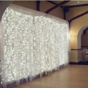 6m x 5m 910 LED Home Outdoor Holiday Jul Dekorativ bröllop Xmas String Fairy Curtain Garlands Strip Party Lights AC 110V 22198Q