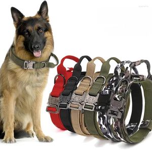 Collari per cani Collare tattico per cani con maniglia Fibbia in metallo a sgancio rapido Set di imbracature per treni Wolfhound in nylon regolabile Prodotti per animali domestici