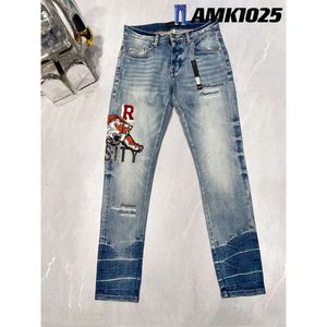 Tasarımcı erkek amirs kot pantolon yüksek sokak deliği Yıldız Yama Erkekler Amirs Yıldız Nakış Paneli Pantolonlar Slim Fit Pantolon Jean Pants Yeni Stil 703