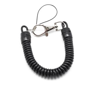 Plástico preto retrátil chaveiro mola bobina espiral estiramento corrente chaveiro para homens feminino claro titular chave telefone anti perdido keyrin208u