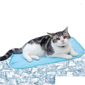 Canis Canetas Dog Cooling Mat Summer Waterproof Ice Pads Lavável Pet Silk para Pequeno Médio Grande Cães Gatos Suprimentos Gota Entrega Dh3Mg