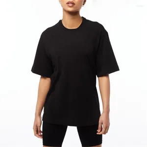 Kadın Tişörtleri Büyük Boy Gömlek Kadın Katı Pamuk Giyim Giyim Vücut Yapım Fitness Gevşek Sıradan Spor Giyim T-Shirt Street Giyim Hip-Hop