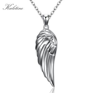Pendants Kaletine Charm 925 Sterling Silver Bling Bling Full CZ Stone Angel Wings Feather Pendant Necklace Women Accessories Mens Jewelry