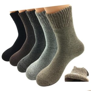 Meias masculinas homens 5 pares/lote moda grossa lã homens inverno cashmere respirável cores entrega gota vestuário roupa interior dhca4