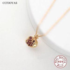 Kolyeler CCFJOYAS S925 STERLING Gümüş Vintage Kırmızı Nar Kolye Kolye Kadınlar Işık Lüks Partisi Düğün Mücevher Aksesuarları