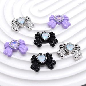 Charms 3st Prinsess Bow Tie Crystal Hearts Alloy Bowknot Love Earring Keychain Pendant Accessory DIY SMYELLT