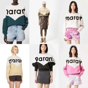 24aw Isabel Marants Kadın Tasarımcı Kapşonlu Sweatshirt Mektubu Renk Blavatıcı Vintage Baskı Pamuklu Yuvarlak Yuvarlak Hoodie Sweater Çok yönlü moda trendi