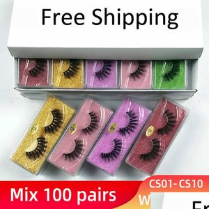 False Eyelashes Mink Bk Wholesale Mix 10 Styles Pack Natural Thick Lashes Handmade Makeup Cotton Stalk Soft Lengthen Drop Delivery H Dhy4V