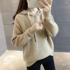 Women's Sweaters Hooded Sweater Coat Women 2024 Autumn/Winter Korean Pullover Loose Sleeve Solid Versatile Knit Female