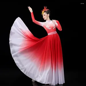 Scen Wear 360/540/720 grader Spanish Bullfight Belly Dance Dress kjol Lång mantel Flamenco Fille Röda espanolklänningar för kvinnor