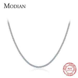 Necklaces Modian Classic Luxury Full Clear CZ Necklace Solid 925 Sterling Silver Sparkling Choker Necklaces For Women Statement Jewelry