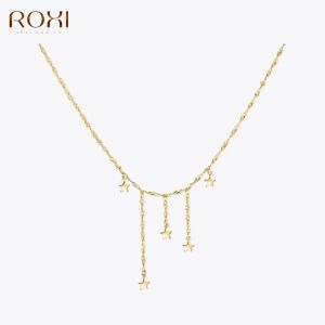 Halsketten ROXI Sommer Romantische Temperament Stern Anhänger Halsketten für Frauen 925 Sterling Silber Kette Choker Schlüsselbein Kette Schmuck