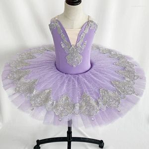 Sahne Wear 2024 Mavi Bird Purplel Profesyonel Bale Dans Tutu Fırfır kenarları Klasik Elbise Kızlar Kadın Performansı