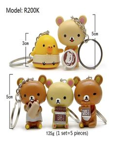 Squishy Rilakkuma Food Version Брелок Сумка Подвески Подвески Синтетическая смола 5 шт. для офиса, дома, стола, игрушечный автомобиль key2910824