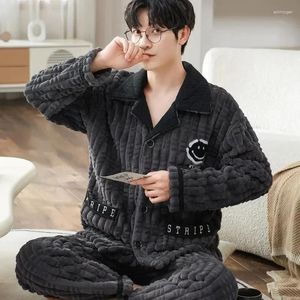 Herren-Nachtwäsche, Homewear-Set, Korallen-Fleece, groß, für den Winter, verdickt, 2024, warme Pyjama-Nachtwäsche, Größe Loungewear, zweiteilig