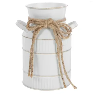 Vases Retro Milk Bottle Vase Metal Planter For Home Iron Decor Flower Water Proof Bucket Container