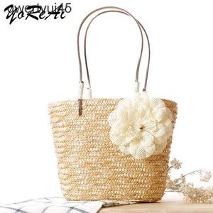 Bolsas de ombro YoReAi Mulheres andbag Verão Beac Bag Raan Tecido andmade Knied Palha Grande Capacidade Totes Mulheres Soulder Bags Boemia NewH24220