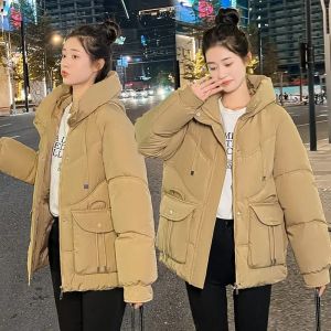 Mode huva parka kvinnor vinter kappa bomull vadderad jacka puffer jacka förtjockad varm koreansk mode ytterkläder