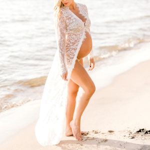 Dresses Sexy Perspective Maternity Photoshoot Dress Lace Fancy Pregnancy Dresses for Baby Showers Gown Pregnant Women Photography Props