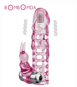 Silicone galo anel manga atraso ejaculação brinquedos sexy para homens pênis vibrador extensão vibratória clitóris massagem estimulador2309199