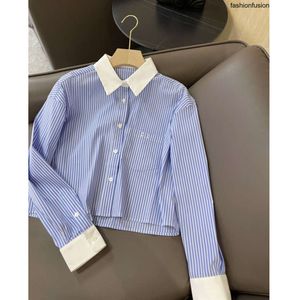 CEL2023 camicia a righe verticali moda donna abbigliamento ricamo lettere manica Kashi T-shirt skateboard casual compleanno regalo festa della mamma