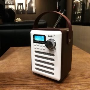 Radio DAB Retro Player LCD Display Digital Radio Stereo Portable Rechargeble Audio FM Mottagare Handsfree Wood Bluetooth Mp3