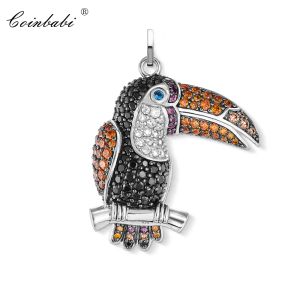 Hängsmycken hänge toucan fåglar zirkonium för kvinnor mode smycken 925 sterling silver gåva europe Europe Style Fashion Pendant Fit Necklace