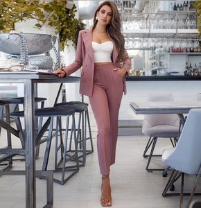 New Pink Women Suits Lady Formal Business Office Tuxedos Mother Wedding Party Special Occasions Ladies Two-Piece Set Jacket Pants A65