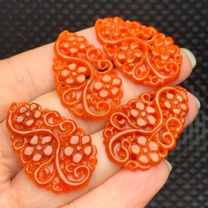 Pendants 1pc Natural Yellow Jade Double Sided Hollow Out Flower Beads Pendants Jadeite Emerald DIY Earring Accessories Jewelry