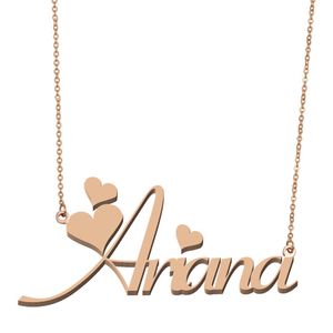 Ariana Namens-Halsketten-Anhänger für Frauen und Mädchen, Geburtstagsgeschenk, individuelles Namensschild, Kinder-Beste-Freunde-Schmuck, 18 Karat vergoldeter Edelstahl